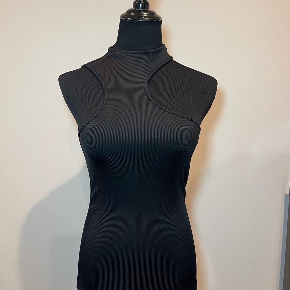 Anine Bing Leslie Black Fitted Cut Out Tank Top